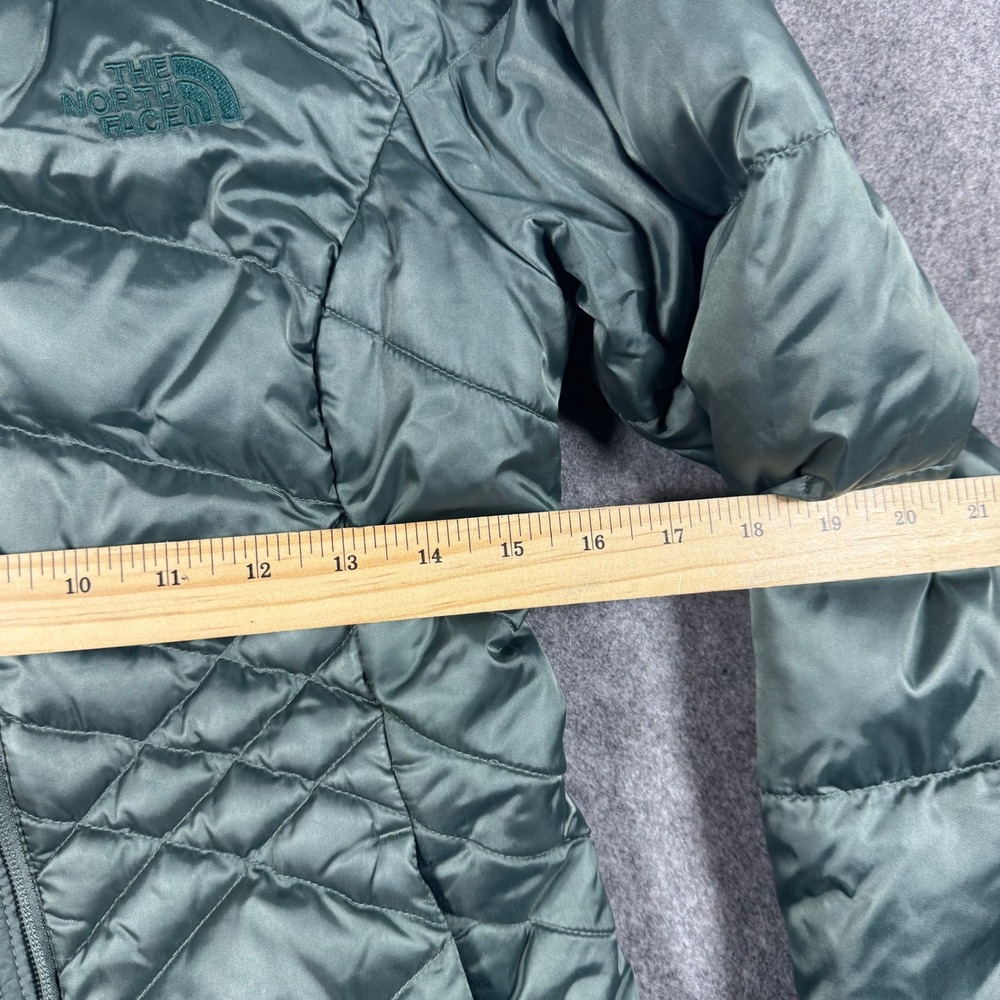The North Face Puffer Jacket Womens S Green 550 Down Quilted Full Zip Coat FLAW* - Picture 10 of 12